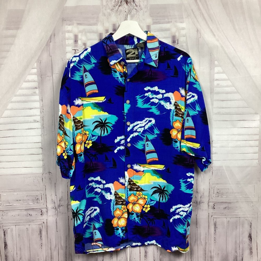 Rue 21 Guys Shirt  Hawaiian Short Sleeve Button Up